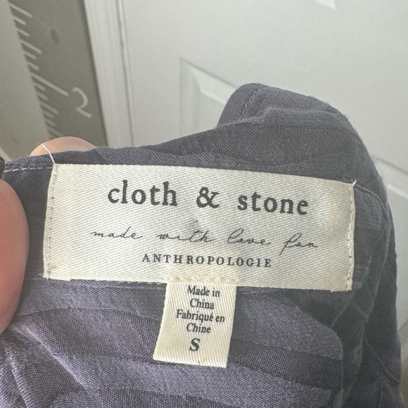 CLOTH AND STONE FOR ANTHROPOLOGIE Blue Button Down Zebra Striped Blouse Size S - Picture 4 of 5